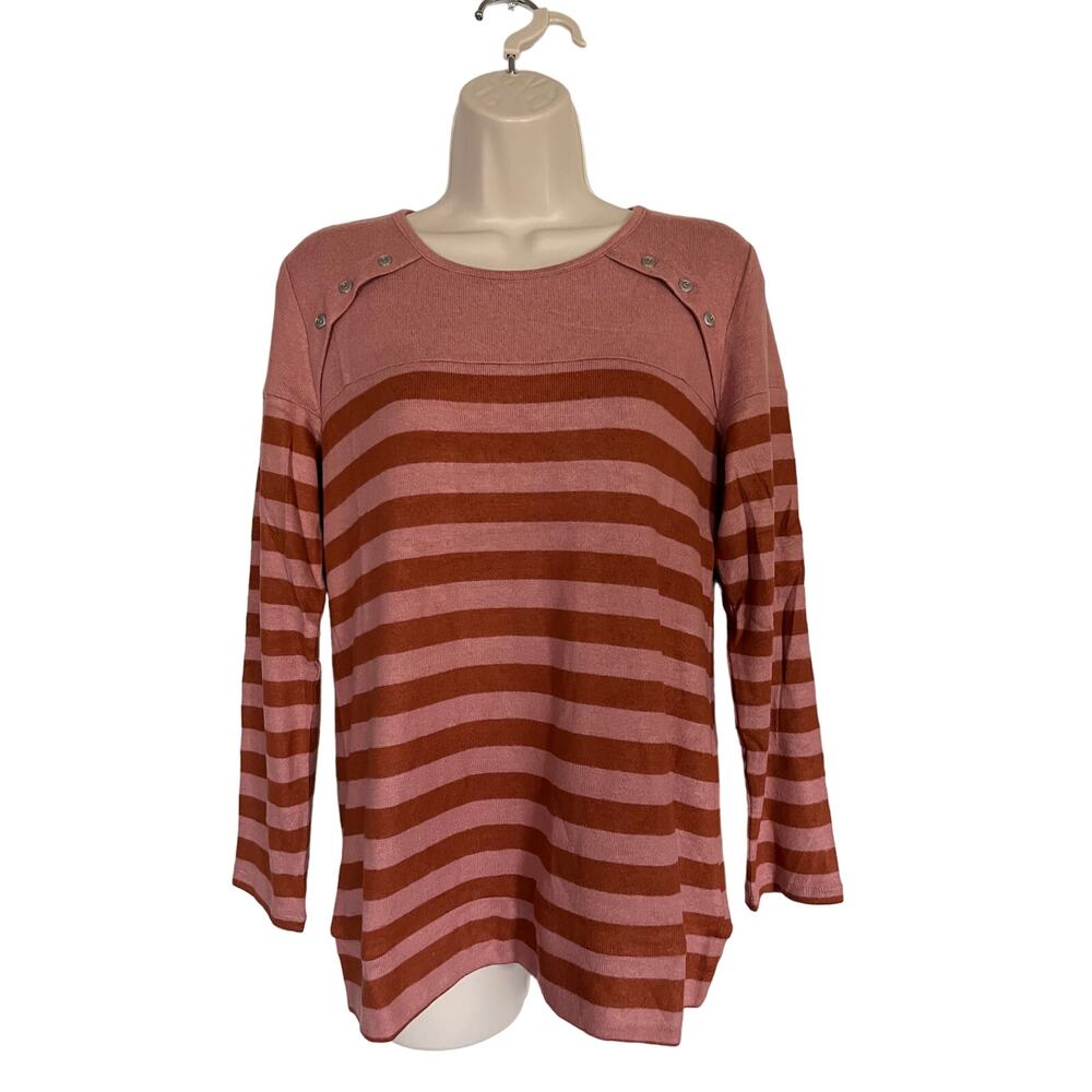 Market & Spruce Womens Pullover Sweater Size Medium Dusty Rose Striped NWT